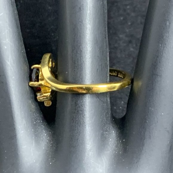 Vintage Lind 24KT HGE Garnet And Diamond Ring - Picture 5 of 10